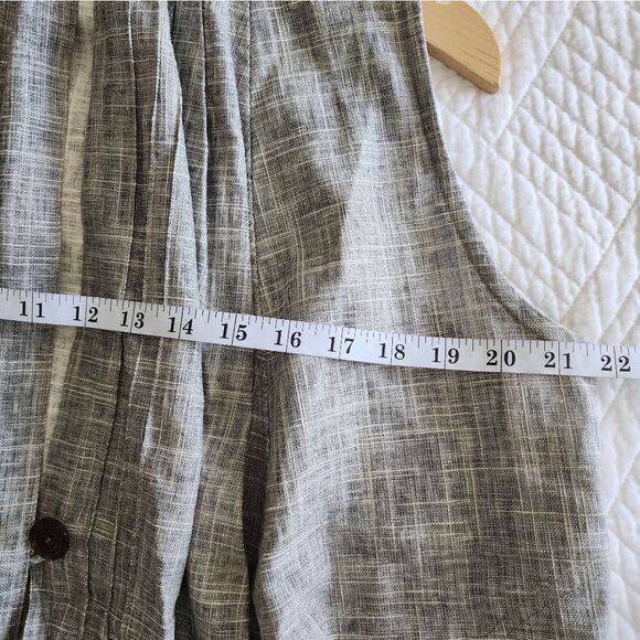 KIOTI hand made linen one button front minimalist lagenlook vest - Picture 8 of 11